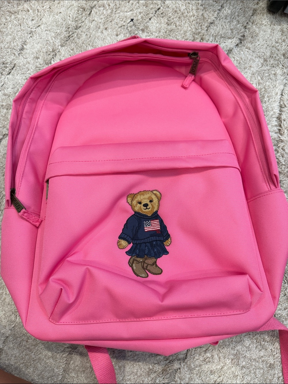 Ralph Lauren Pink Kids Teddy Bear Backpack